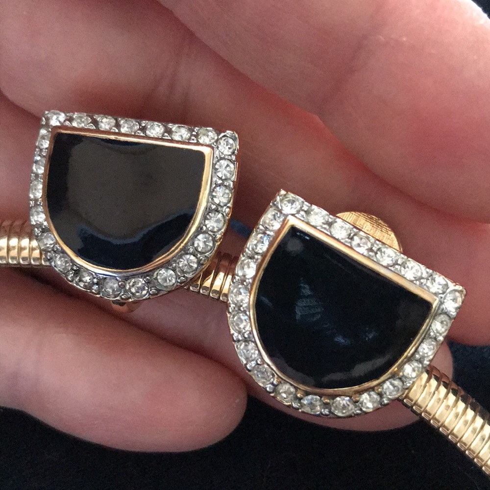 Vintage NINA RICCI Classic Black & Gold Earrings